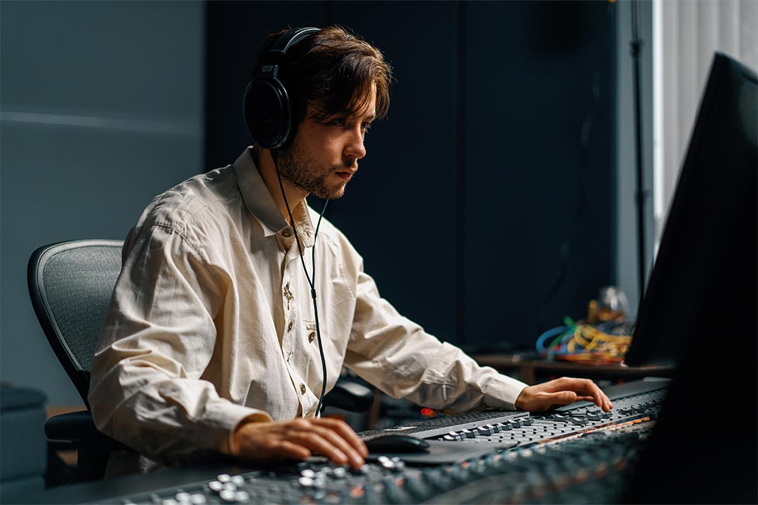 Audio-Engineer am digitalen Mischpult